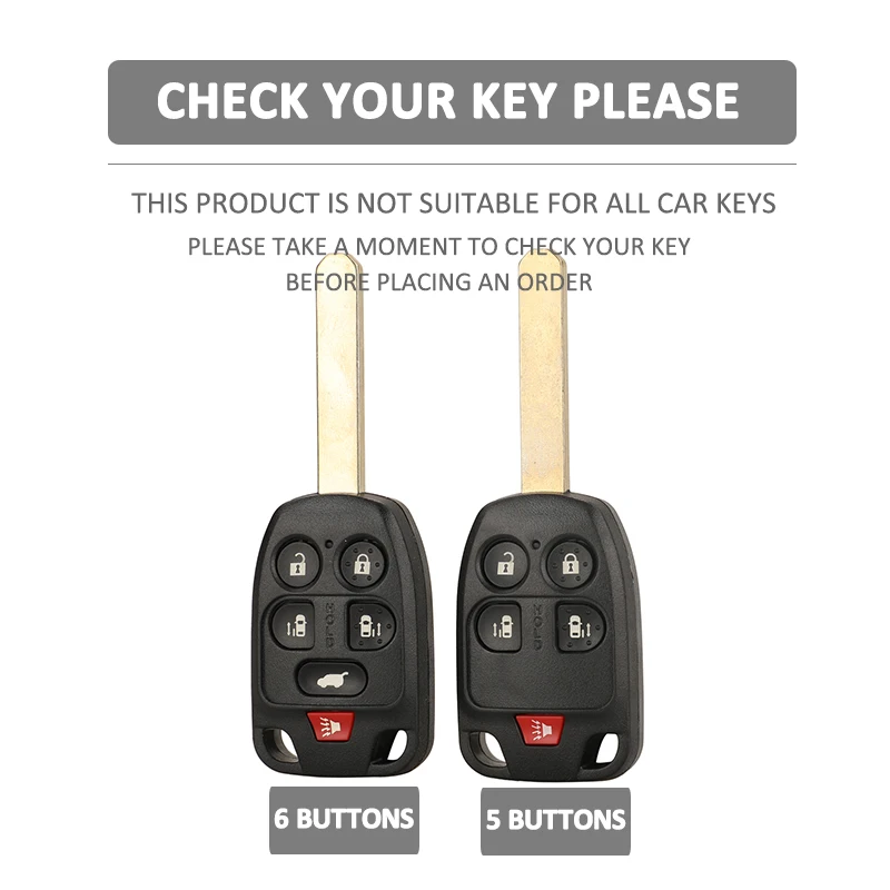 6 Button Car Key Case for Honda Odyssey Straight Silicone Cover Set Protection Skin Bag Rubber Shell Holder KeyChain Accessories