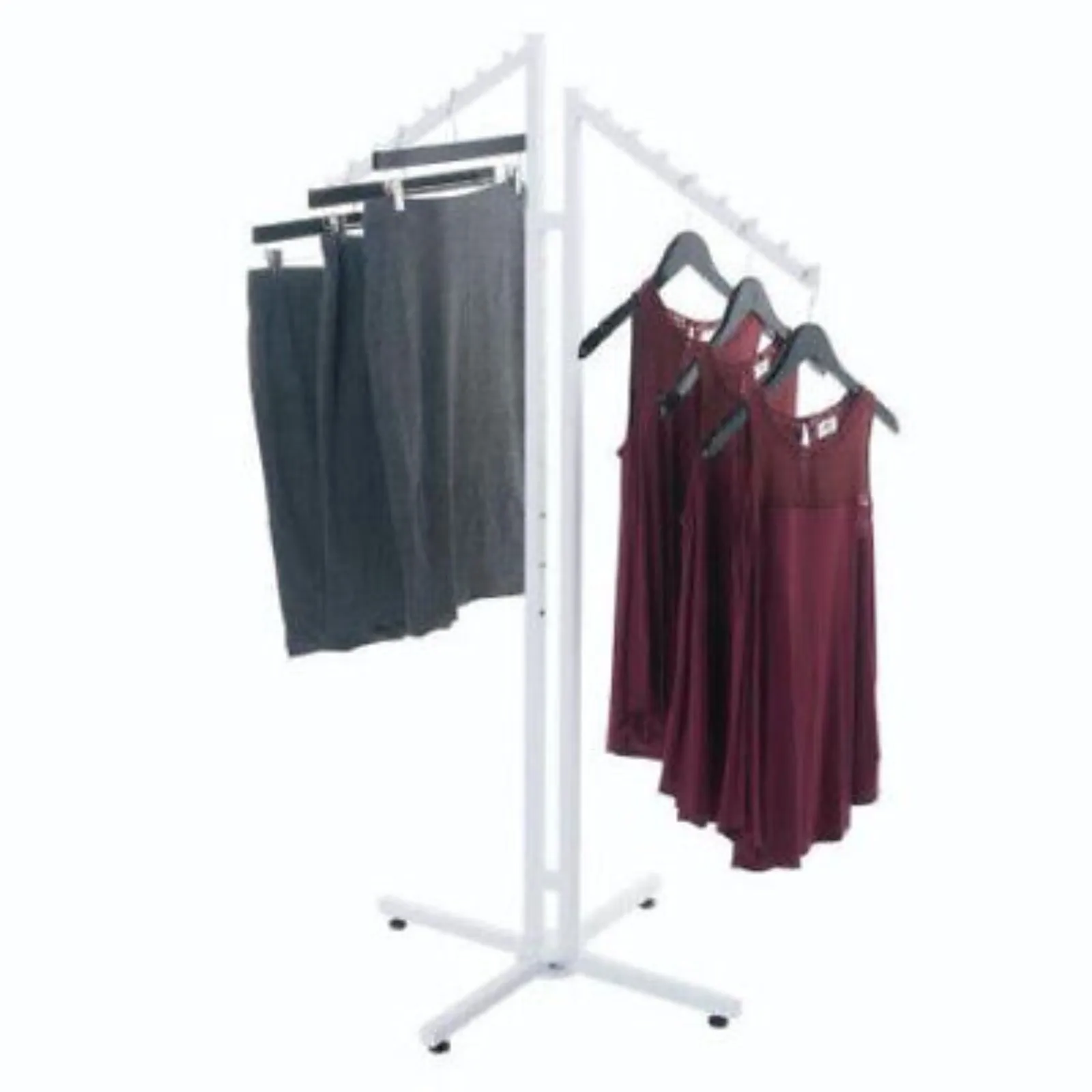 US 2-Way Clothing Rack White Slant Arm Garment Retail Display 48 - 72