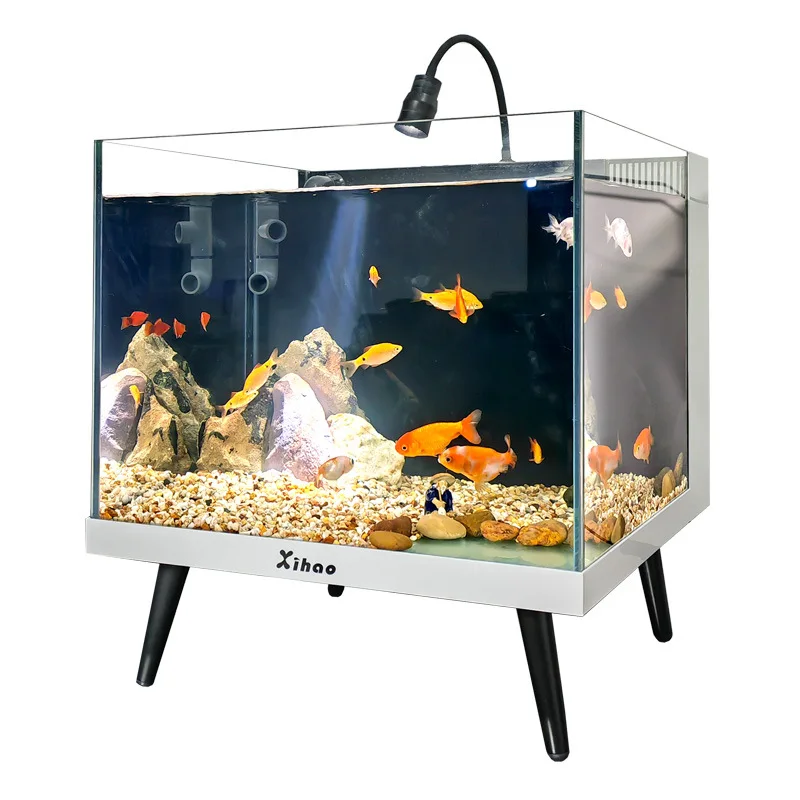 

Wholesale One-piece Ultra-white Glass Fish Tank Aquarium Fish Tank With Led Lights Back Filter Fish Tank