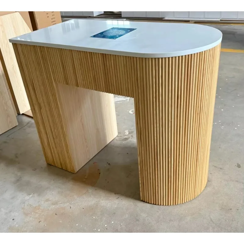 Single Seat Nail Desk Station Factory Custom Manicure Table for Nail Salon Featuring With Dust Collector Wood Material