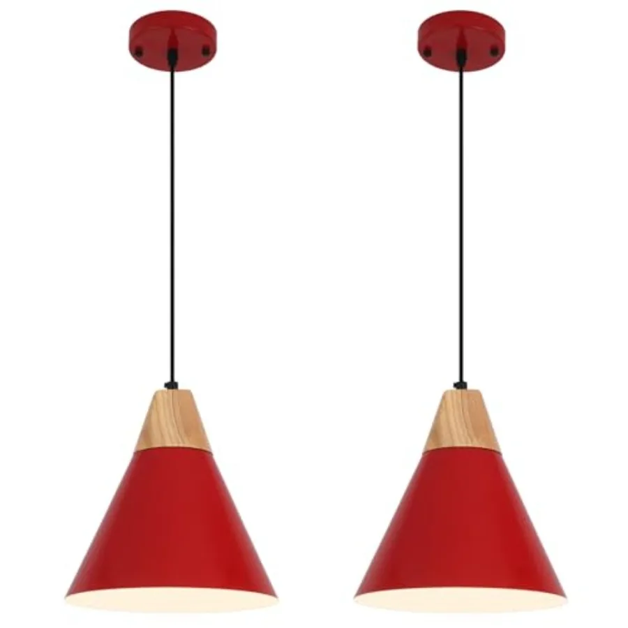 

Red Pendant Light 2 Packs 9.4inch Farmhouse Pendant Light Kitchen Pendant Lights Pendant Lights Kitchen Island for Living Room