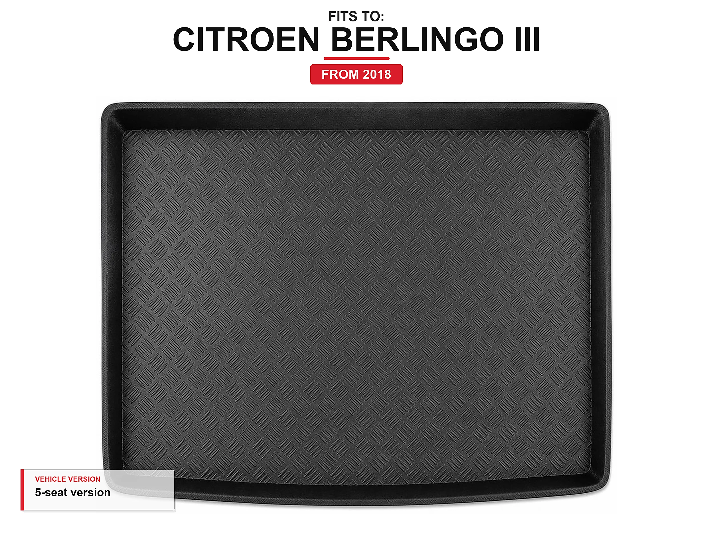 Kofferbakmat met rand voor: Citroen Berlingo Iii 2018- 5-zits versie