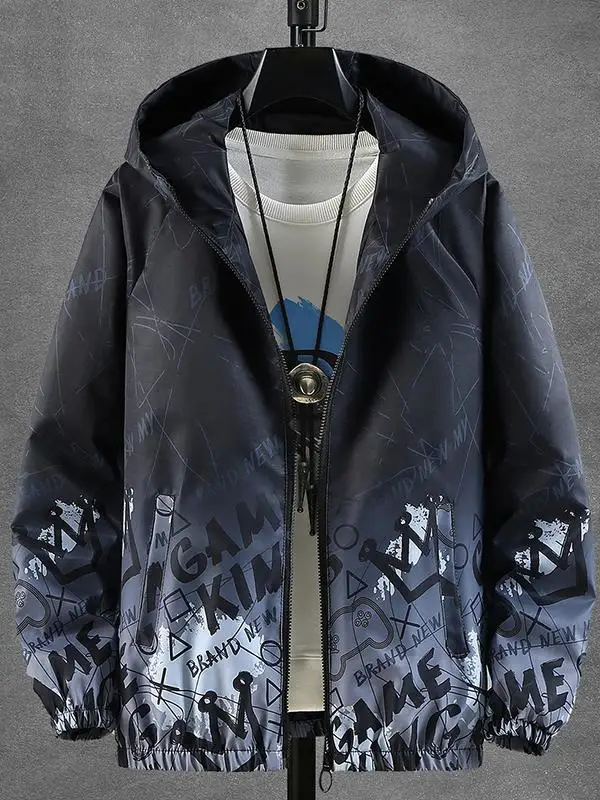 

Весенне-осенняя новинка 2025: Мужская куртка свободного кроя в корейском стиле для подростков и старших школьников, универсальная, из полиэфирного волокна