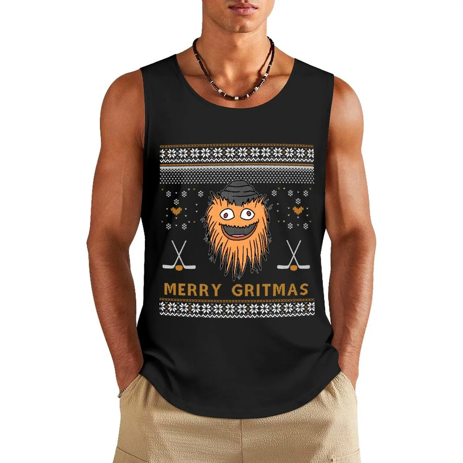

Gritty Merry Gritmas Philadelphia Hockey Mascot Christmas Shirt Tank Top Men's vest Man gym clothes