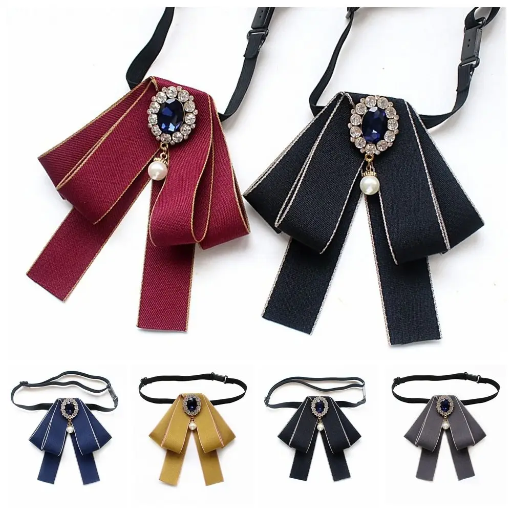 New Polyester Collar Flower Adjustable British Style Ribbon Bow College Ribbon Bowtie Men
