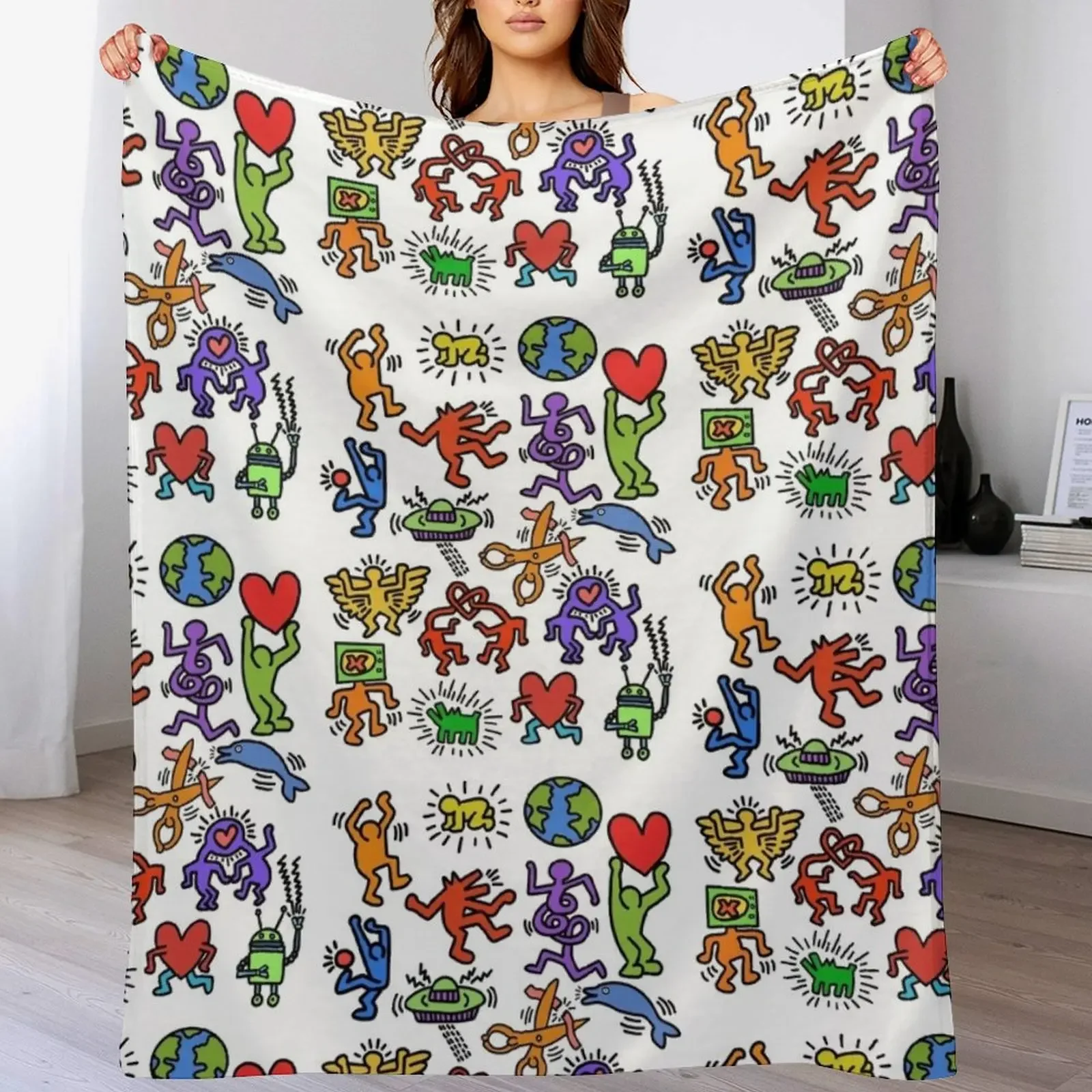 

Haring Symbols Throw Blanket Custom blankets ands Blankets