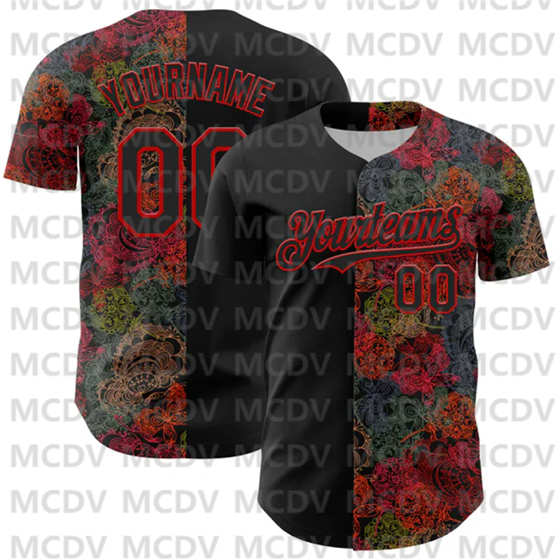 Custom Black White-Hot Pink 3D Pattern Design Vintage Tattoos Authentic Baseball Jersey Sport Unisex Tops