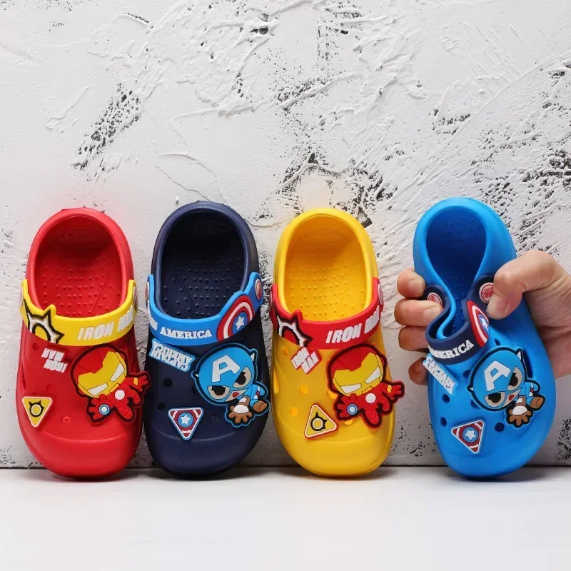 Kids Home Shoes Baby Boys Girls Summer Slippers Cartoon Iron Man Spider Man Captain America Sandals Kids Indoor Beach Sandals