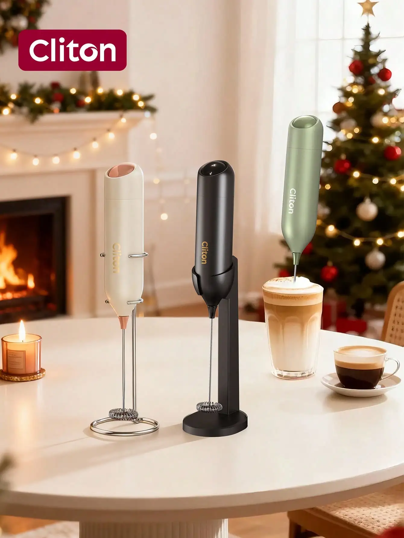Handheld Electric Milk Frother With Stainless Steel Base, Battery Operated Mini Mixer Beverage Blender, 2026 Upgraded Version, Suitable For Latte, Cappuccino, Matcha, Hot Chocolate, Black Kitchen Gift