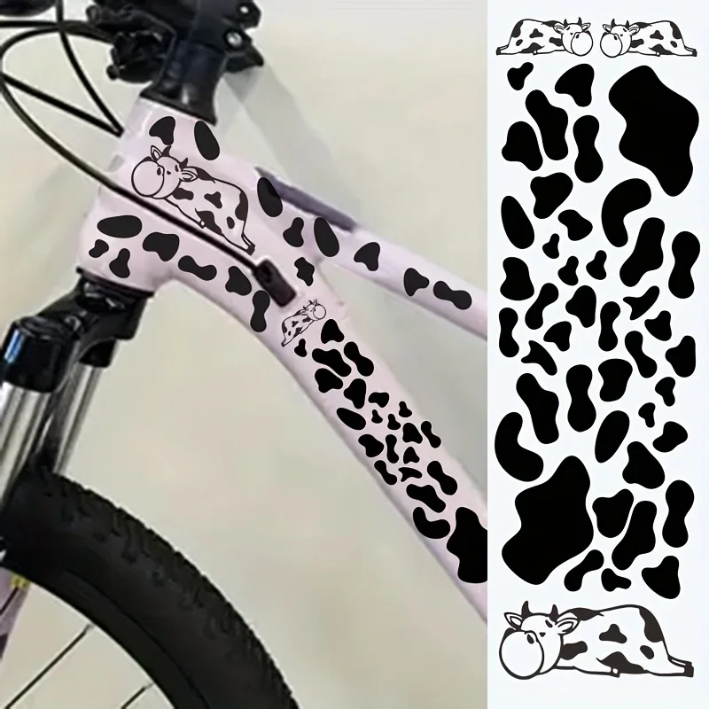 

Waterproof Vinyl Decal for Bike Decorative Black White Cow Pattern Sticker