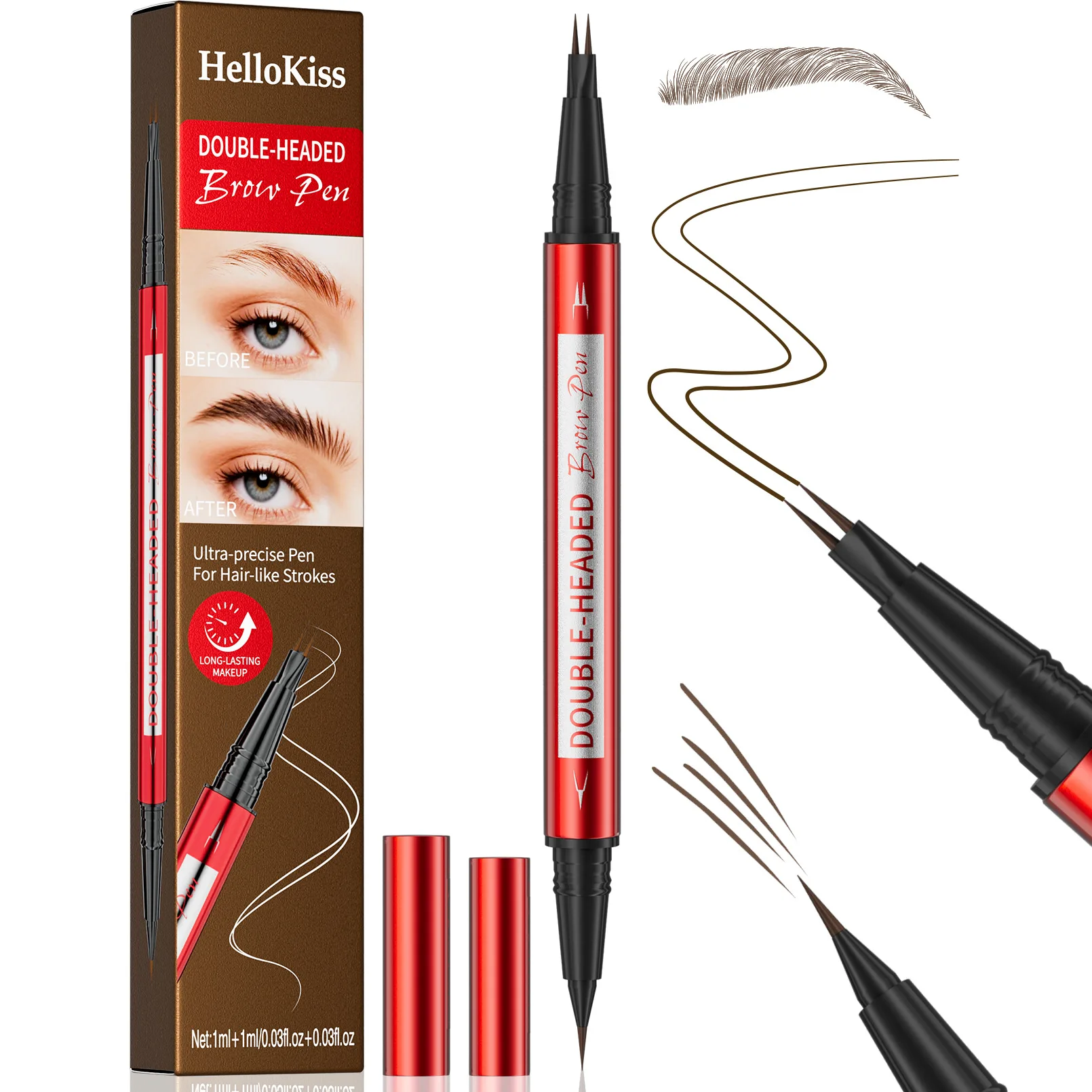 

Waterproof Sweat Proof Double Head Eyebrow Pencil 2 Fork Liquid Hot Sale No Smudge Eyebrow Pen for Perfect Wild Brow Definition