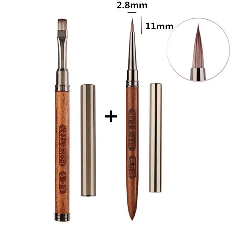 2PCS Nail Drawing Brushes For Manicure Lines Painting Gradient UV GEL Extension Builder Drawing Pen