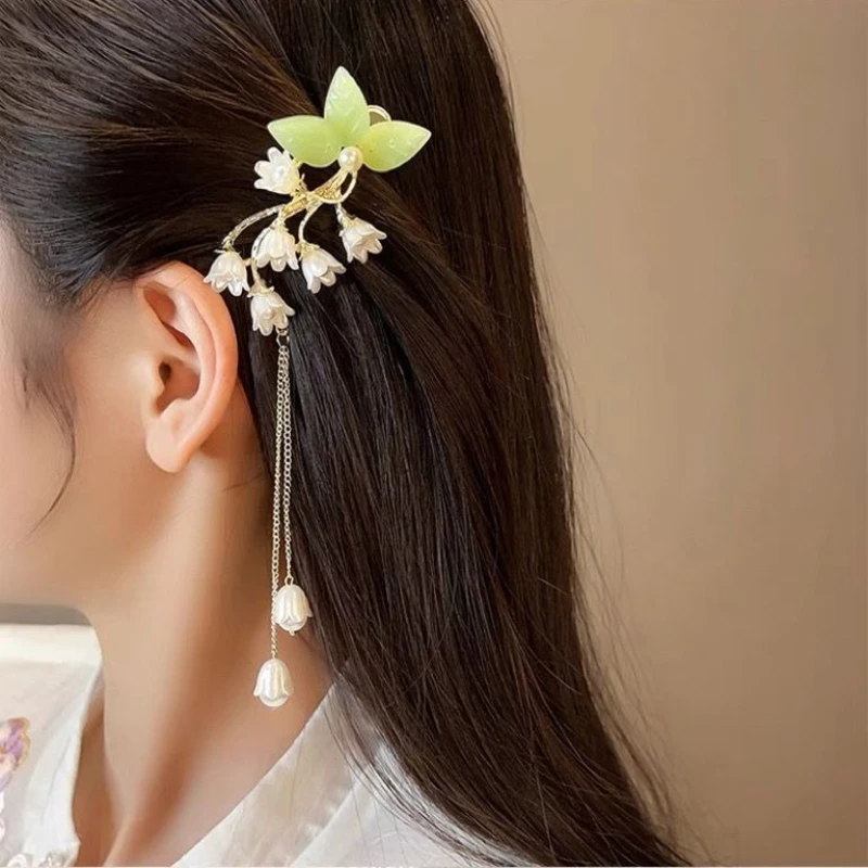 

Female Exquisite Flower Tassel Alloy Hair Clip Women Ladies New Headwear Chinese Style Hanfu Hair Accessories Side Clip Hairpins