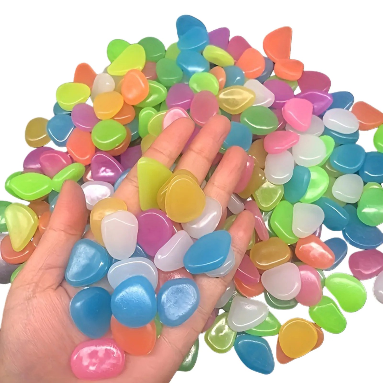 1000/600/400/200PCS Luminous Stones for Outside, Glow Pebbles in The Dark, Non-Toxic, Mixed Sizes, for Garden Walkway Aquarium