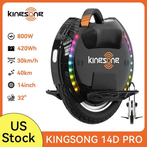 Kingsong  14D Pro  Electric Unicycle for Adults, 800W Powerful Motor, 14” Self Balancing One Wheel, 19MPH Speed, 25 Miles Range, Beginner Electric Unicycle