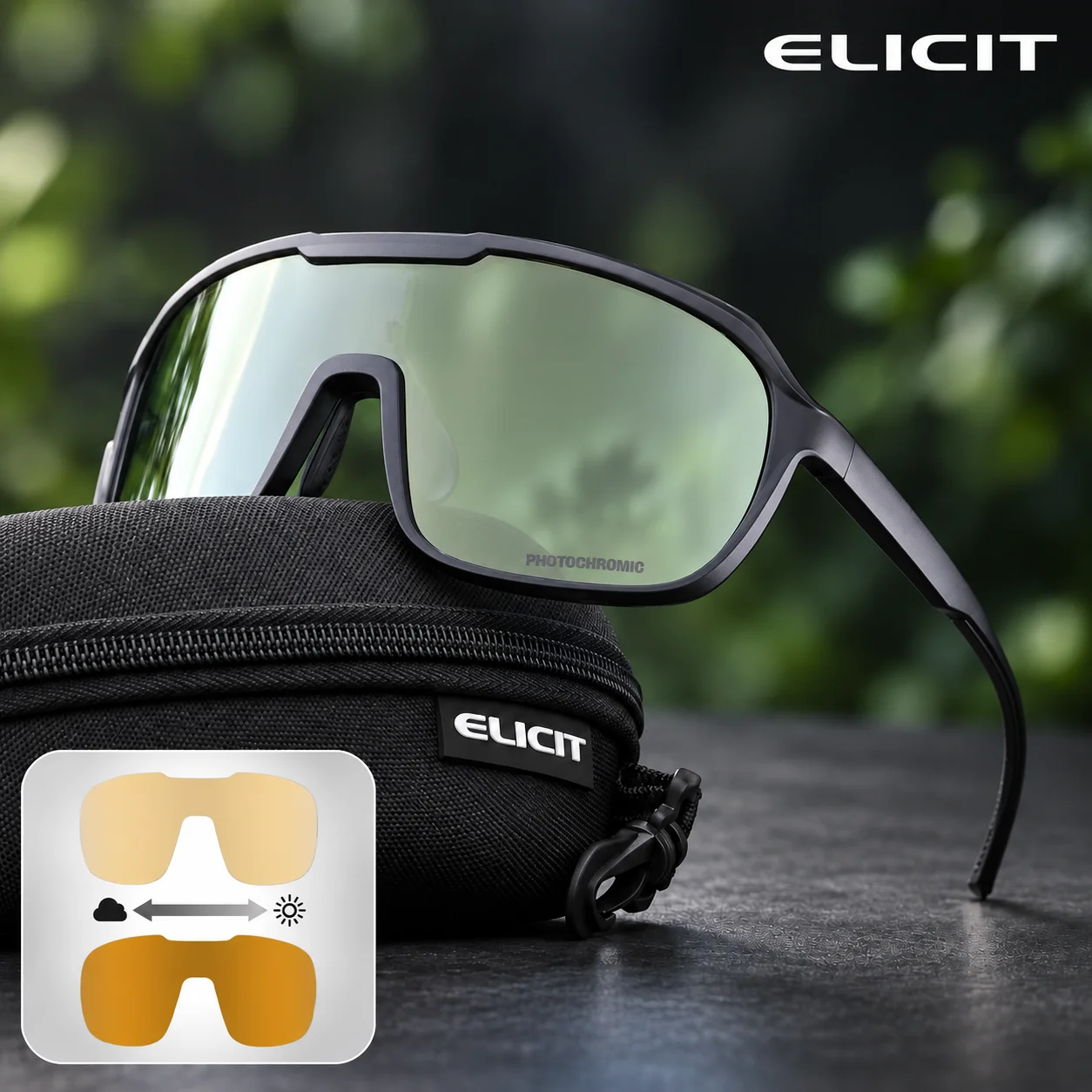 ELICIT Cycling Glasses Photochromic Sunglasses Men Women Mountain Bike Road Eyewear Bicycle Riding Outdoor Sports Hiking Goggles