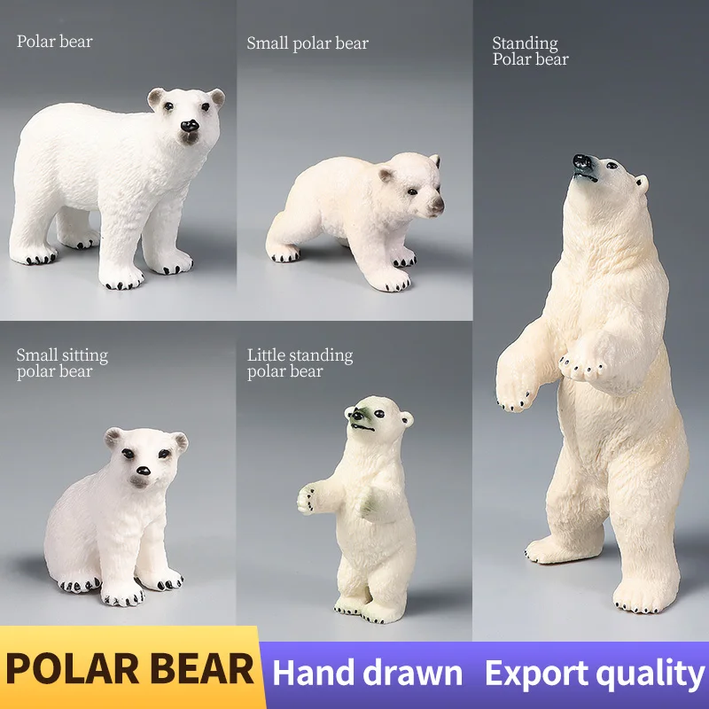 Polar Bear Action Figure Toy - Simulated Ocean Sea Animal Solid Model Figurine Set for Decoration And Collection Ideal Gift