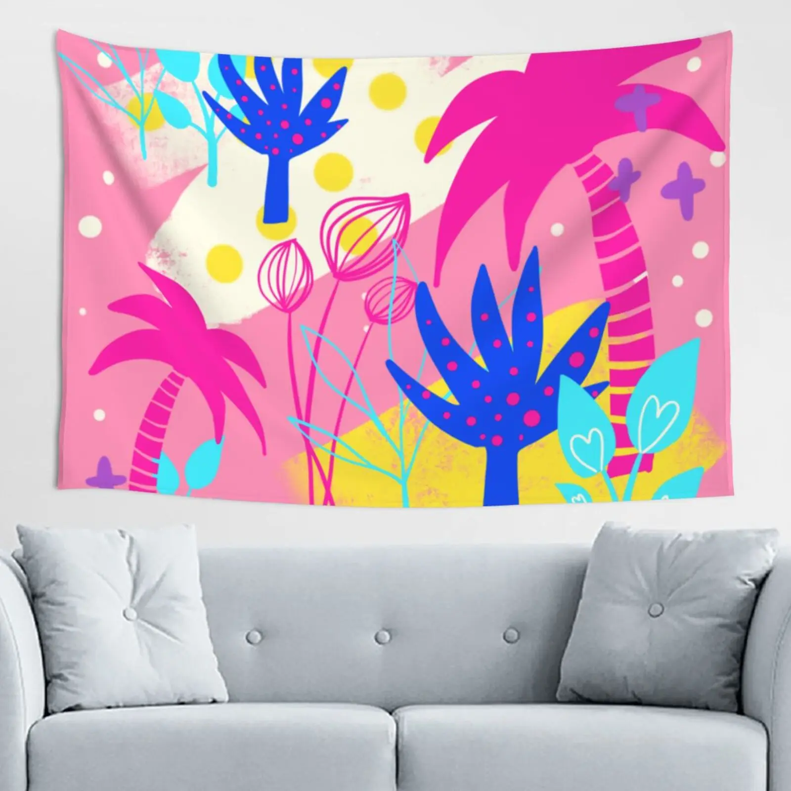 

Pink Tapestry Polyester 60x51 Tropical Plant Tapestry Wall Hanging Birthday Wall Rugs Dorm Room Decor Blanket