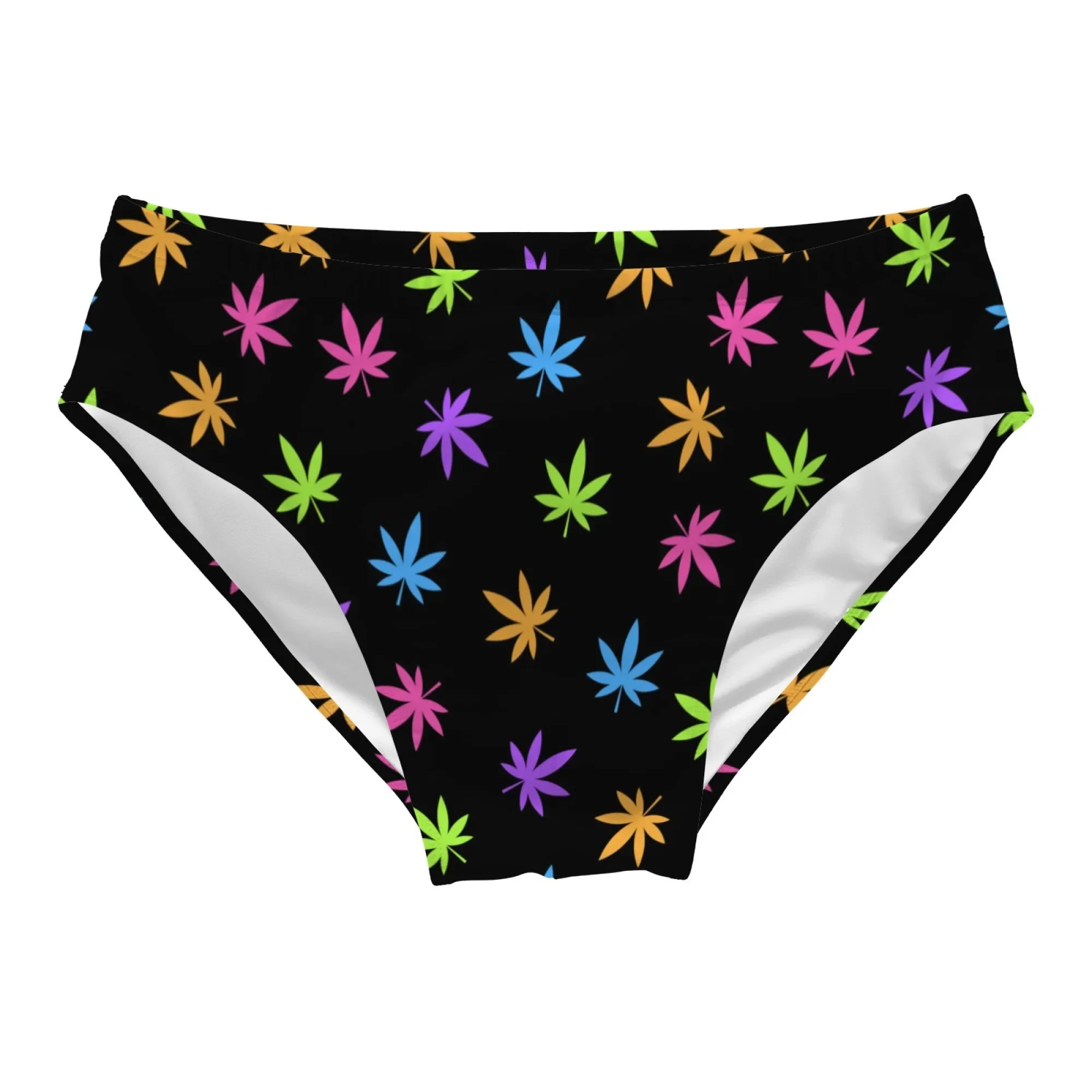 

Leaf trend print men's swimming trunks sexy briefs swimsuit men's bikini novelty fun beach surf shorts soft and breathable gift