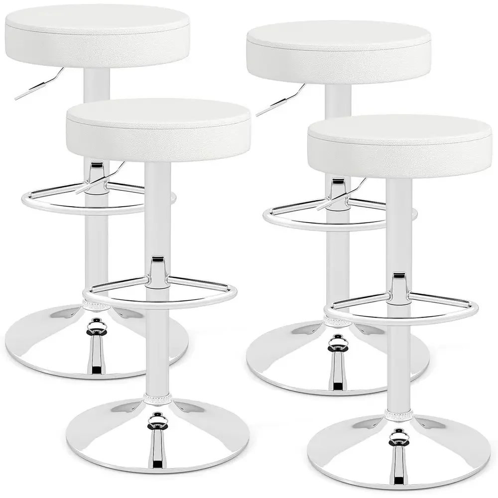

Set of 4 Adjustable Height Swivel Bar Stools with Padded Seats, Footrest, and Anti-Slip Base - Ideal for Kitchen, Pub, and Dinin