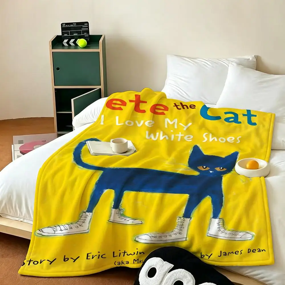 Cartoon P-Pete t-the C-Cat Throw Soft Warm Flannel Fleece Throw Blanket for Sofa Bed Travel Home
