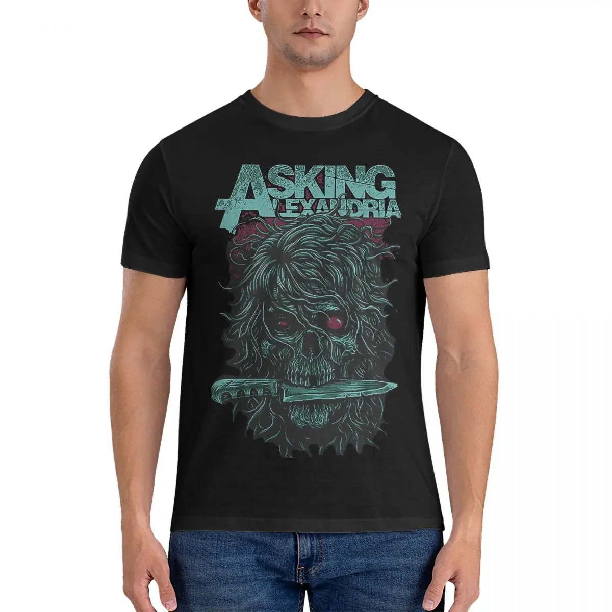 Awesome Rock Music T-Shirt for Men Round Neck 100% Cotton T Shirt Asking Alexandria Short Sleeve Tees 6XL Clothes