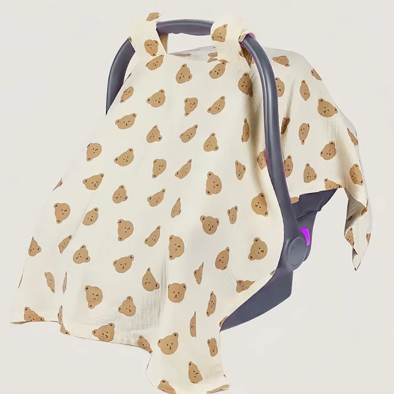 Capa para carrinho de bebê, cobertores de algodão macio para carrinho de bebê, assento de segurança, toalha de enfermagem, guarda-sol, itens de cama para bebê