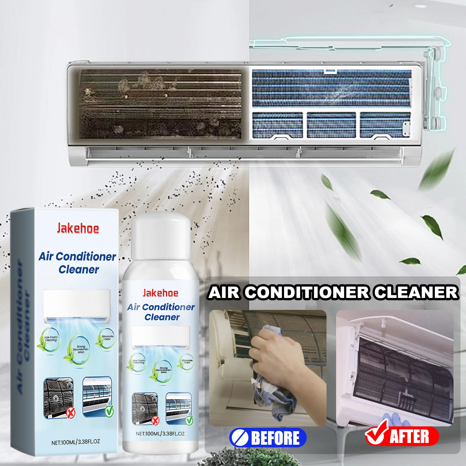 

JAKEHOE Air Conditioner Foam Cleaner Spray Remove Stubborn Dirt Grease Debris Mold Eliminate Odors Foam Cleaning Agent Spray