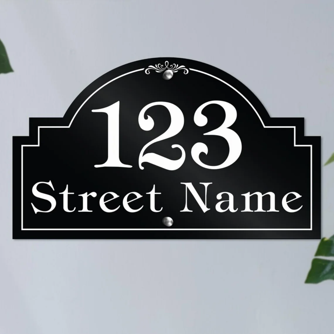 

House Address Sign Arched Wall Sign House Number Street Name Elegant Vintage Vertical Home Modern Personalized House Number