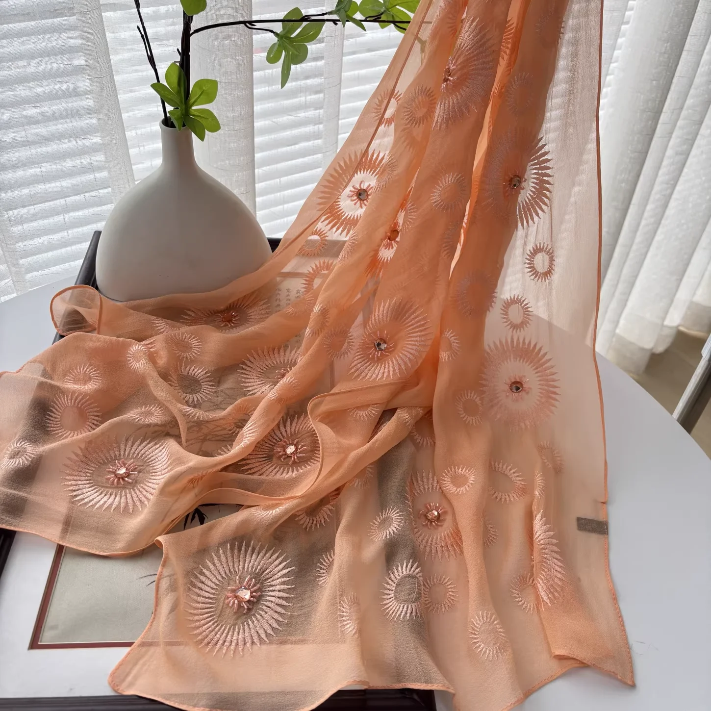 

100% Silk bandana scarf for women spring luxury accessories designer embroider neck scarves pure silk womens headscarves