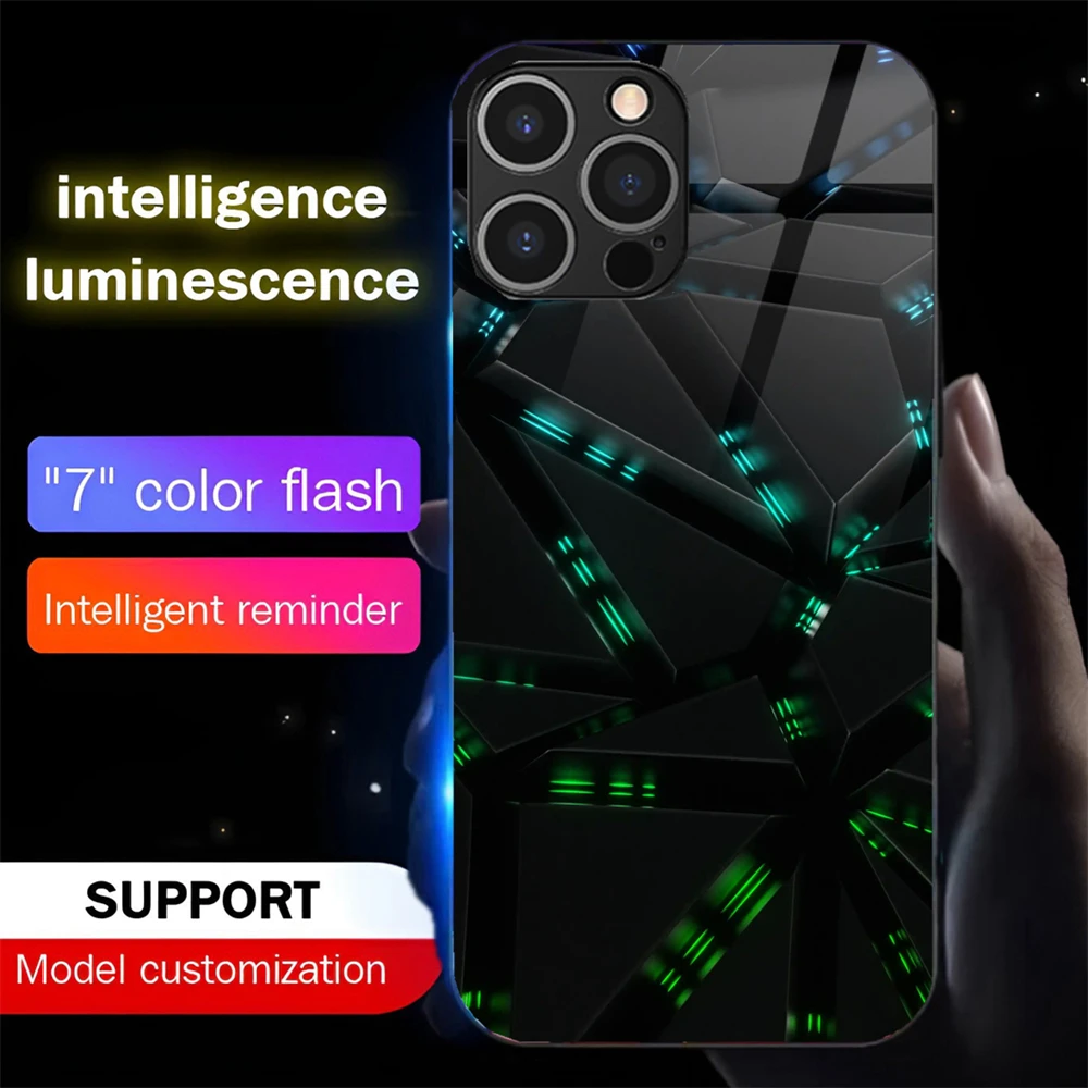 

Luxury Rhombic Sound Music Control Led Light Phone Case Glowing Cover For Samsung S25 S24 S23 S22 S21 S20 FE Plus Ultra