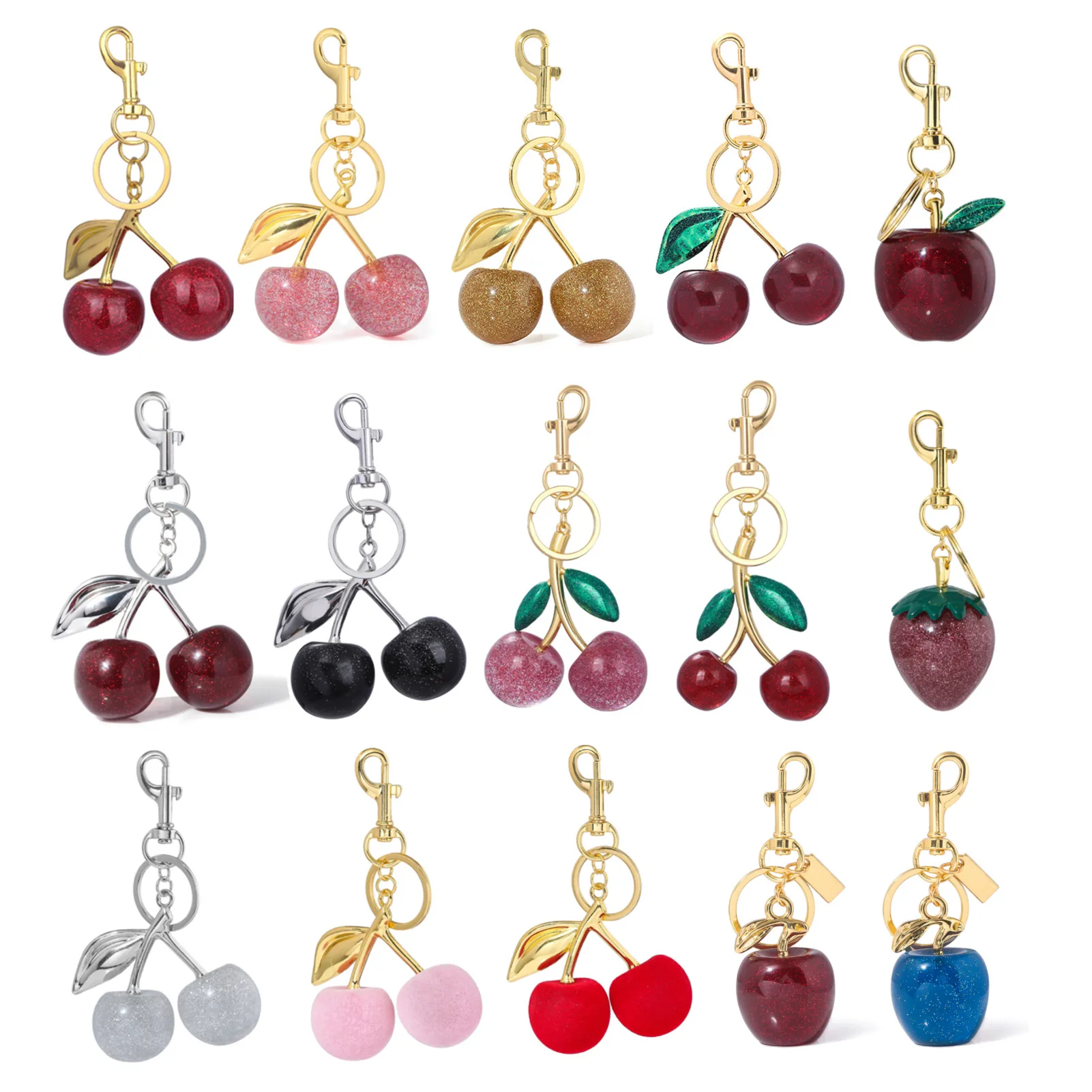 Fashion Delicious Red Cherry Keychain Summer Fruits Cherries Pendant Keyring For Women Men Jewelry Bag Key Accessories Gift