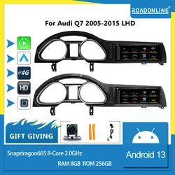 Android 13 1920*720 octa core 8G 256G dvd automotivo car multimedia radio player for Audi Q7 2005-2015 black silver