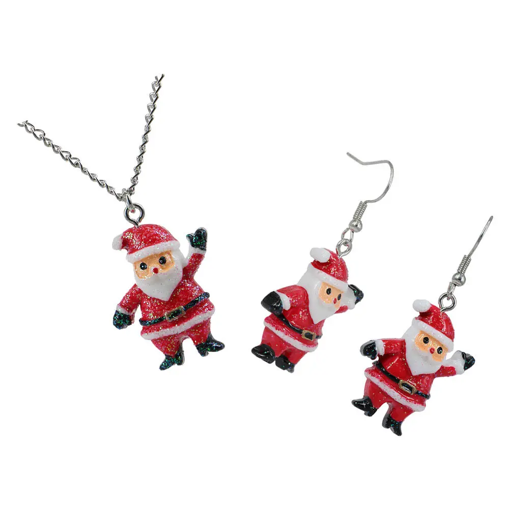 1 مجموعة عيد الميلاد قلادة القرط مجموعة سبيكة عيد الميلاد مجوهرات سانتا كلوز نمط عيد الميلاد حفلة موسيقية عطلة الكرتون قلادة القرط #4