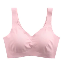 Sujetador de seda de hielo sin costuras para mujer, ropa interior de realce, Bralette acolchado para dormir