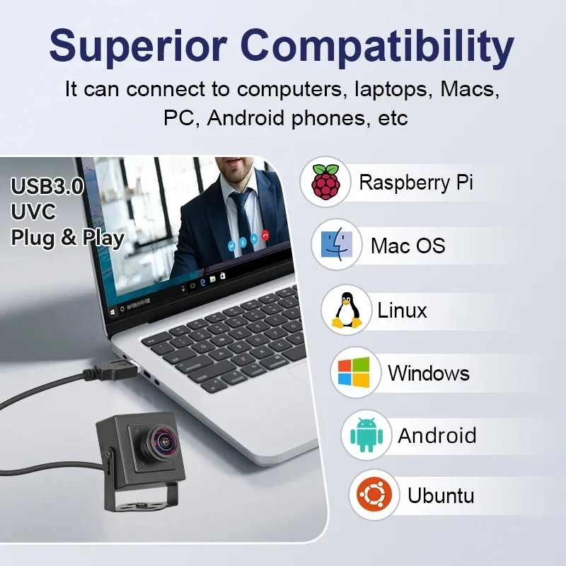 High Speed USB3.0 Industrial Camera 400fps Global Shutter 6mm Lens 60 Degree UVC Plug Play PC Mini Camera for PC