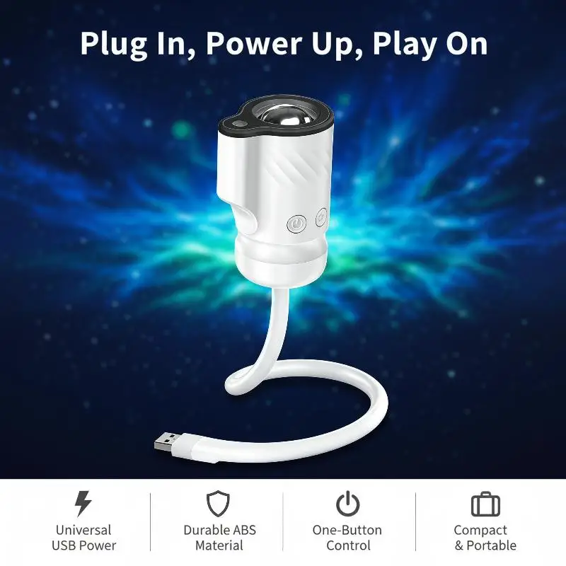 Starry Sky Projector With Flexible Neck Remote Control, USB‑Powered Night Light For Bedroom Home Theater Decoration