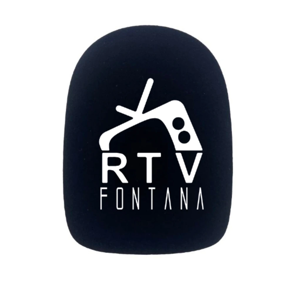 Flocking Mic Sponge Printing Covers Customized Microphone Windshield Logo For TV Stations Reporters Interview Round Shape