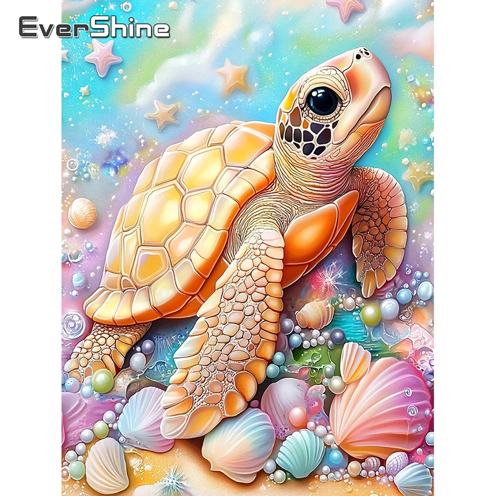 Evershine Diamant-Gemälde, Meeresschildkröte, voller quadratischer Bohrer, Mosaik, Tier, 5D-DIY, Strasssteine, Stickerei, Muschel-Set, Wandkunst