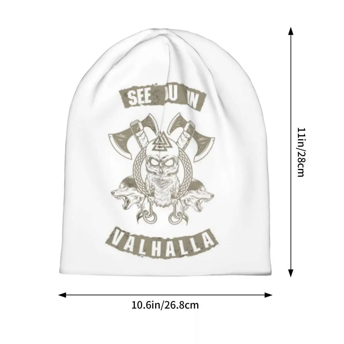 See You In Valhalla Skull Viking Men Women Adult Beanies Caps Knitted Bonnet Hat Warm Fashion Autumn Winter Outdoor Skullies Hat