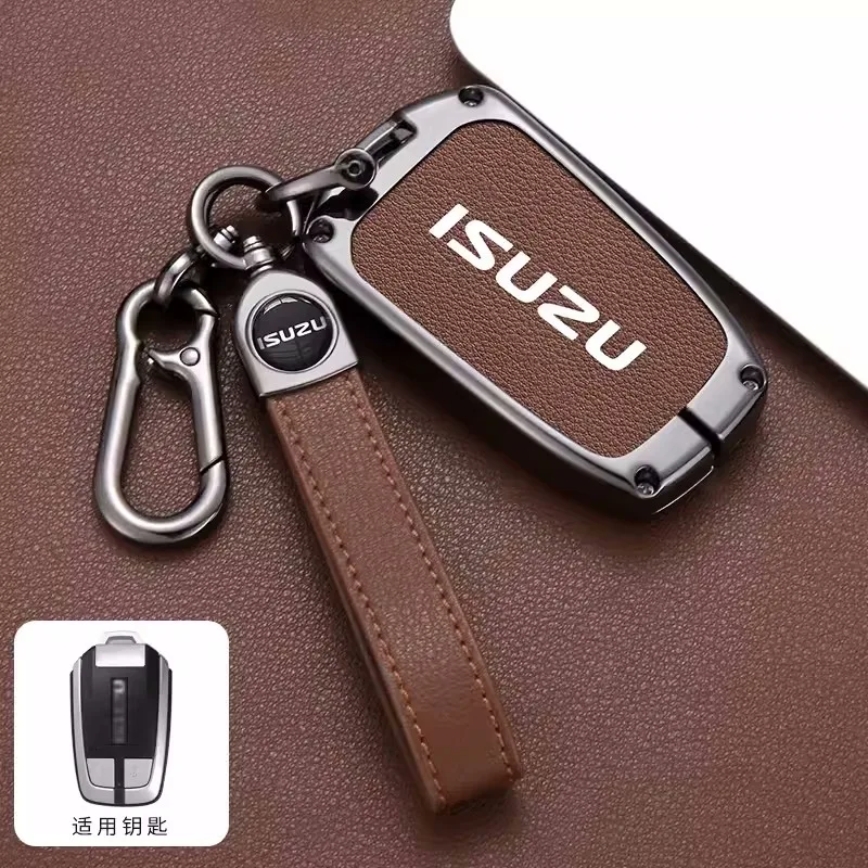 Alloy Leather Car Smart Remote Key Fob Case Cover Protector Shell For Isuzu D-MAX MUX Truck DMAX 2015 2016 2017 2018 2019 2020