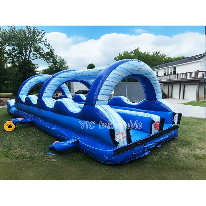 Exciting Summer Outdoor Inflatable Blue Tropical Dual Lane Water Slide - Perfect For Water Park Rentals & Family Fun