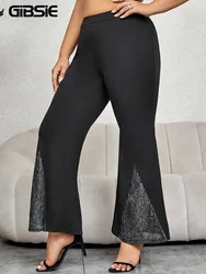 GIBSIE Plus Size Dress Pants for Women Spring Fall Work Casual High Waist Flare Pants Black Elegant Party Club Bell Bottom Pants