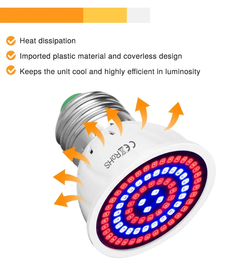 Luz LED de crecimiento hidropónico, bombilla Led de espectro completo, lámpara UV de 220V, plántulas de flores y plantas de alta calidad, E27, B22,