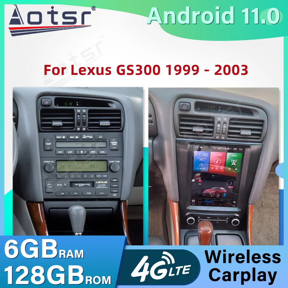 

Автомобильный радиоприемник GPS-навигация для Lexus GS300 1999 - 2003 Android 11 6G + 128 ГБ Автомобильный мультимедийный DVD-плеер стерео головное устройство