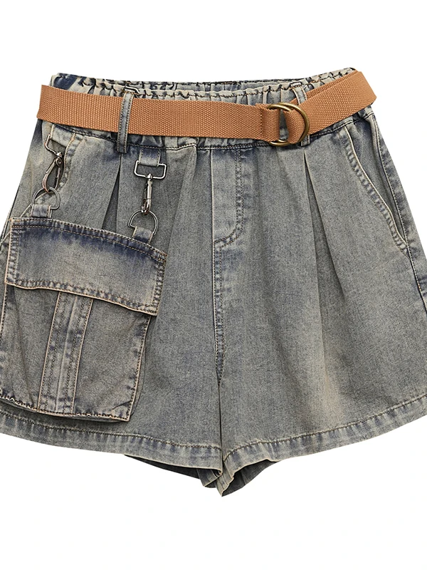 

Джинсовые брюки с высокой талией, женские свободные широкие шорты, новые летние брюки Sle Big kets, утягивающие джинсы трапециевидной формы