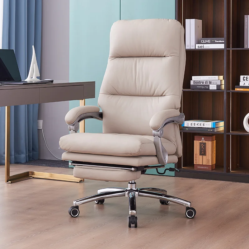 High Quality Luxury Comfortable Polyurethane Leather with Ottoman High Back Boss Office Chair with Large Angle Tilt Function