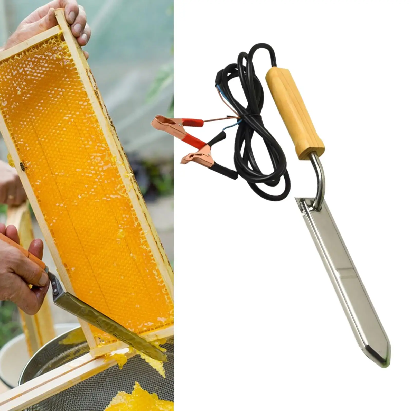 Electric Honey Cutter for Honey Combs Cakes Professional Bee Tools Easy to Use 12V Farm Wood Handle Honey Harvest Equipment