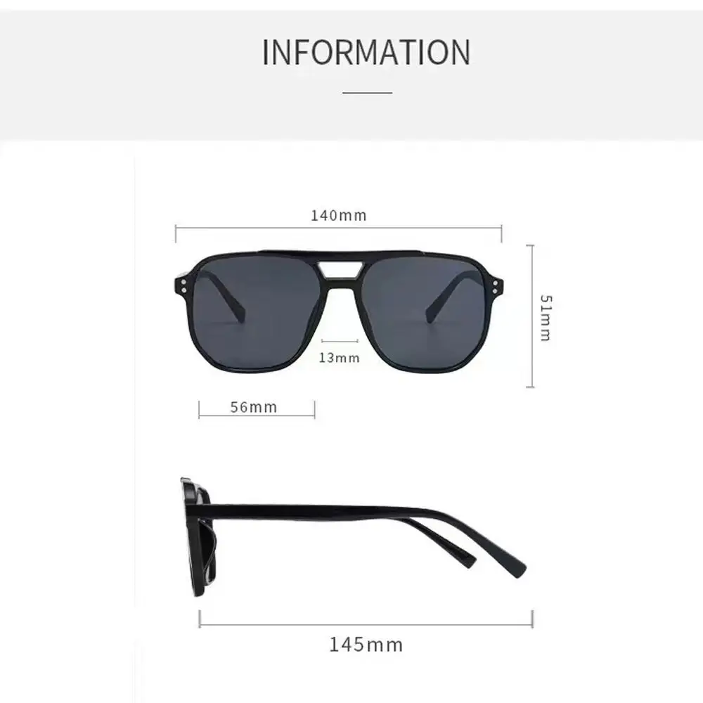 Punk Square กรอบแว่นตากันแดด Anti-UV อุปกรณ์เสริมการเดินทางแว่นตากันแดด Retro Beach Eye Protection แว่นตาสีดํา