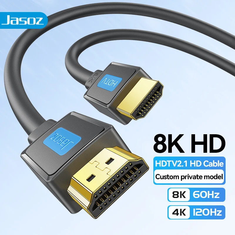 Jasoz 8K HDMI-Compatible Cable 8K@60Hz 4K@120Hz HDMI 2.1 Cable 48Gbps Dynamic HDR eARC For PC Laptop TV Box PS5 0.5m 1m 2m 3m 5m